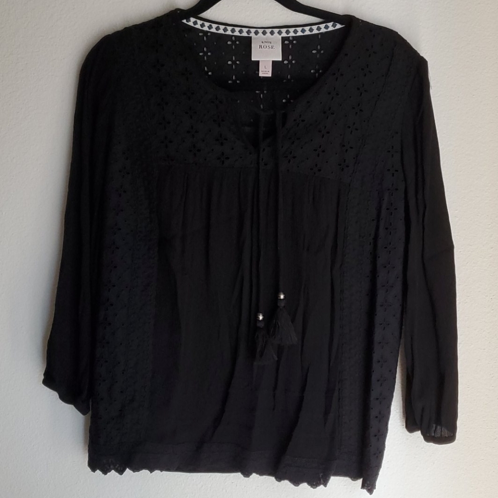 Black Peasant Blouse